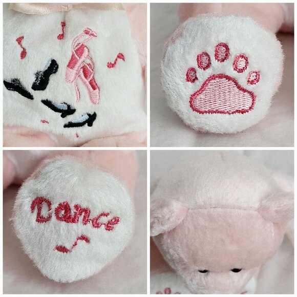 Beary Thoughtful Pink Beanie Dance Teddy Bear 9" Plush Stuffed Animal Embroidery - Picture 8 of 11